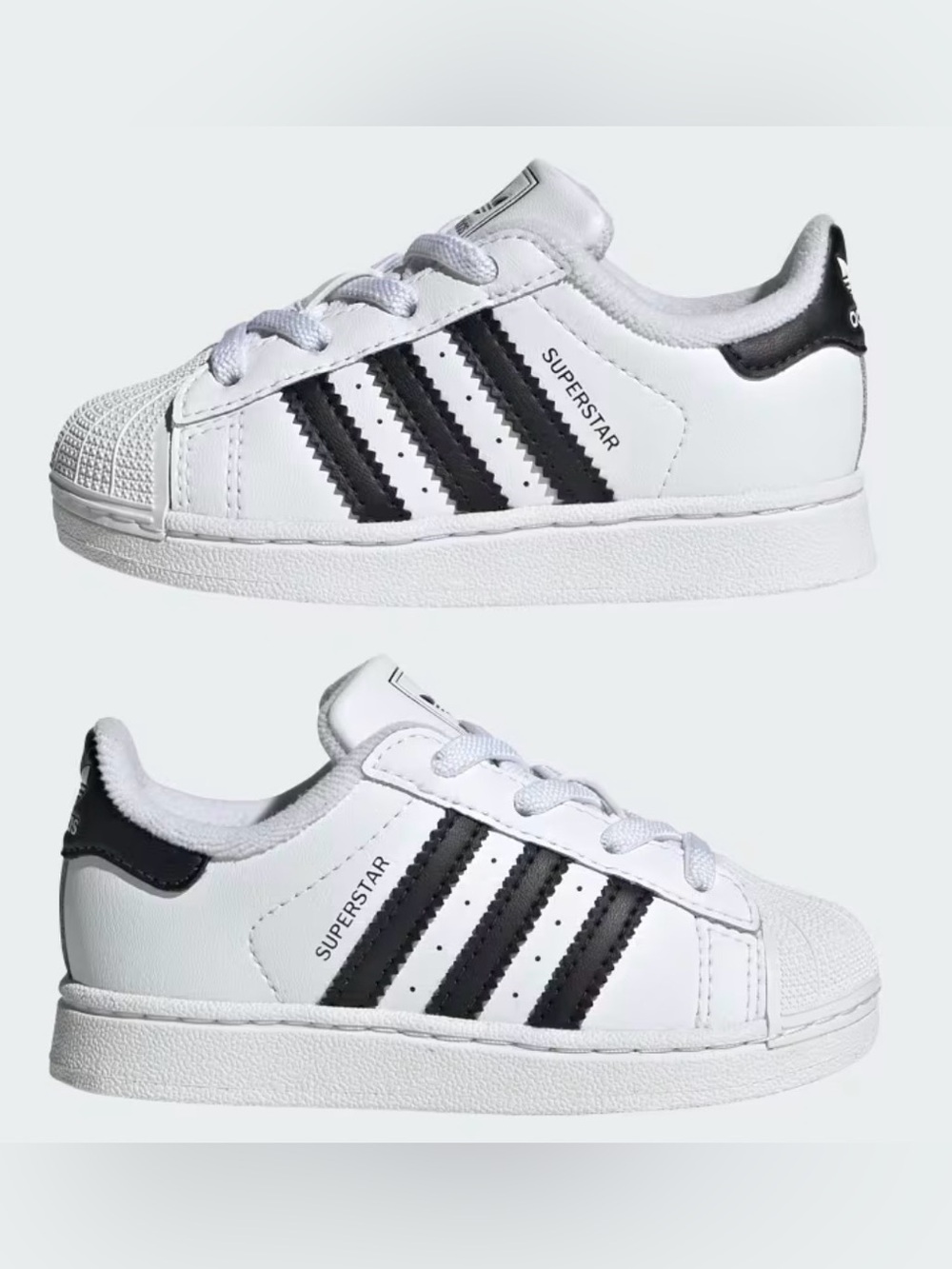 adidas Superstar II Elastic Lace Shoes Kids 6K Cloud White Core Black Like NEW